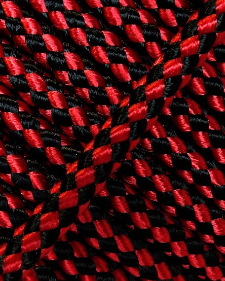 PES reinforced djembe rope 5 mm Checkerboard Red / black 100 m
