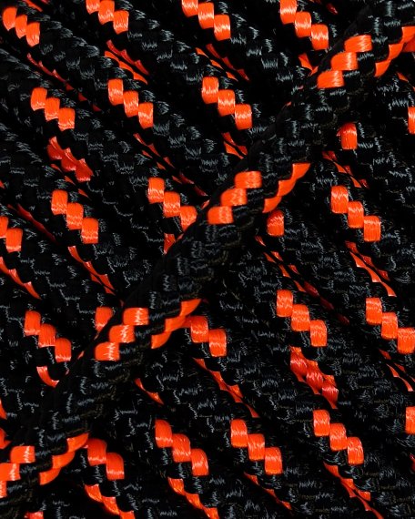 PES reinforced djembe rope 5 mm Black / Fluo orange 100 m