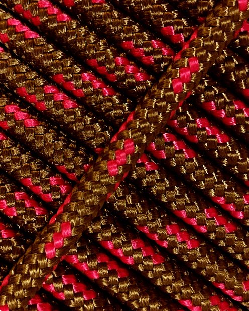 PES reinforced djembe rope 5 mm Brass / raspberry 100 m
