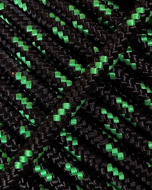 PES reinforced djembe rope 5 mm Black / Green 100 m