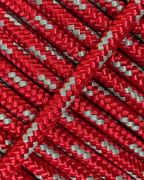 PES reinforced djembe drum rope 5 mm Red / Grey 100 m