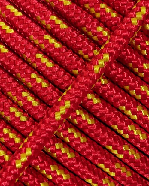 PES reinforced djembe drum rope 5 mm Red / Sunflower yellow 100 m