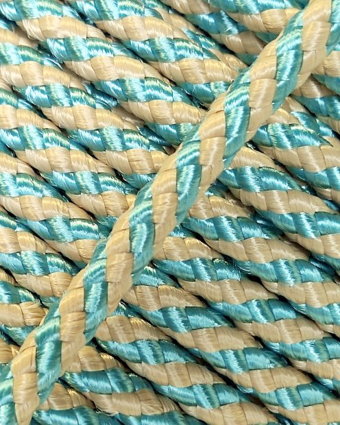 PES reinforced djembe rope 5 mm Diagonale Pastel blue / beige 100 m