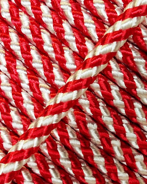 PES reinforced djembe rope 5 mm Diagonale Red white 100 m
