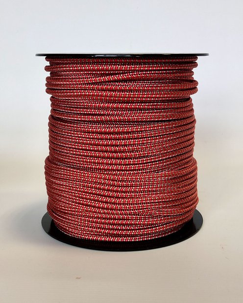 PES reinforced djembe rope 5 mm Zigzag Red / brass 100 m