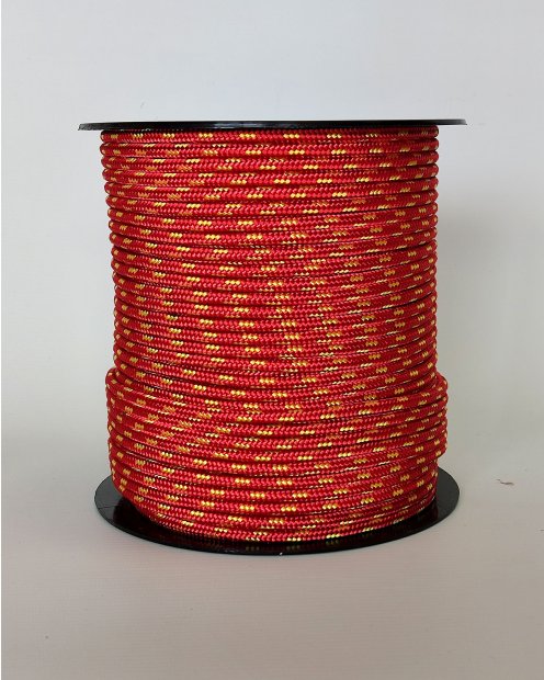 PES reinforced djembe drum rope 5 mm Red / Sunflower yellow 100 m