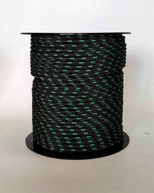 PES reinforced djembe drum rope 5 mm Black / Green 100 m