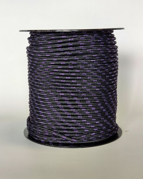 PES reinforced djembe rope 5 mm Black / violet 100 m