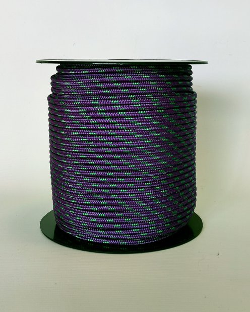 PES reinforced djembe rope 5 mm Violet / Green 100 m
