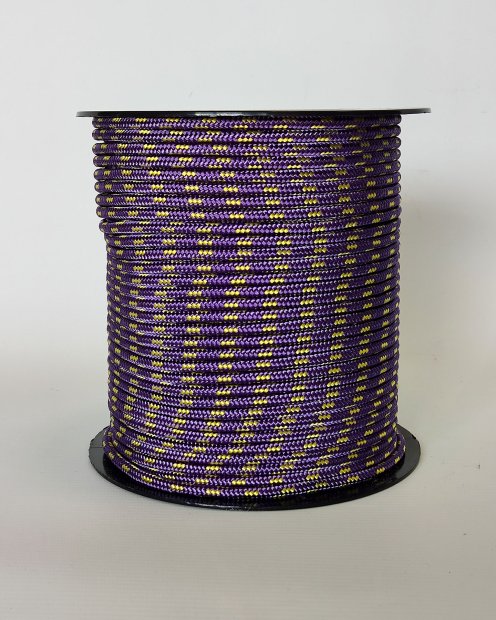 PES reinforced djembe drum rope 5 mm Violet / Sunflower yellow 100 m