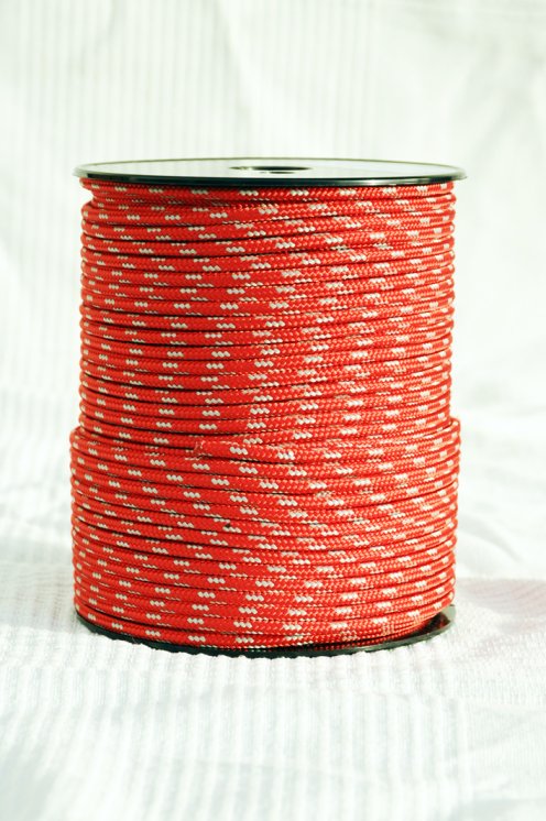PES reinforced djembe drum rope 4 mm Red / Grey 100 m
