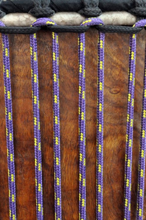 PES reinforced djembe rope 5 mm Violet / Sunflower yellow 100 m