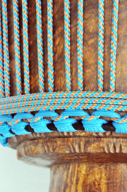 PES reinforced djembe rope 5 mm Diagonale Blue / copper 100 m