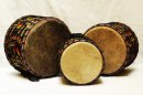 Set of three Ghana mini-dunduns: buy djundjuns (doum doums, doundouns, dununs) set