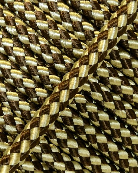 PES reinforced djembe drum rope 5 mm Checkerboard Brown / Sand 20 m