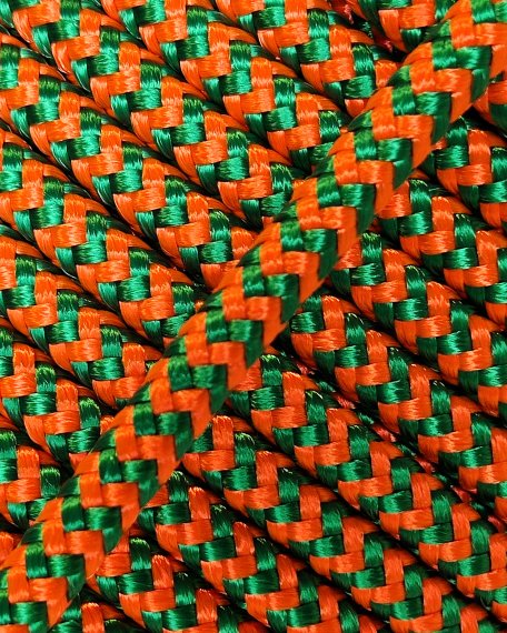 PES reinforced djembe rope 5 mm Zigzag Fluo orange / green 100 m