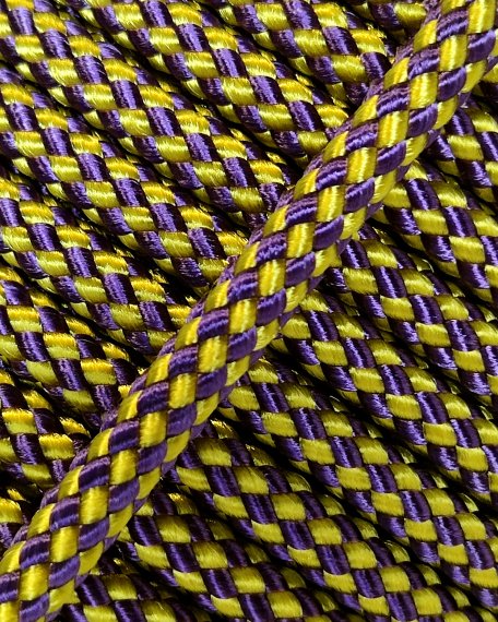 PES reinforced djembe drum rope 5 mm Checkerboard Sunflower yellow / Violet 100 m