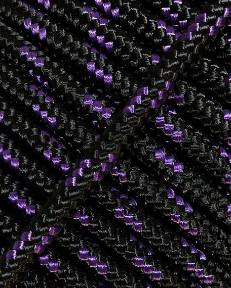 Braided rope with core Ø5 mm black purple thread 20 m - Djembe drum rope