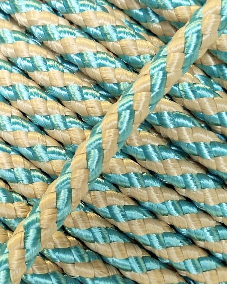 PES reinforced djembe drum rope 5 mm Diagonale Pastel blue / Beige 20 m