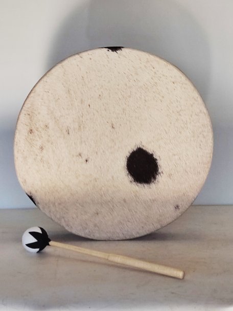 Shamanic drum Cow skin with hair 16″