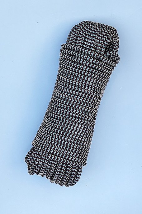 Braided rope with core Ø5 mm herringbones bordeaux grey 20 m - Djembe drum rope