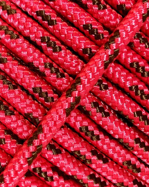 PES reinforced djembe drum rope 5 mm Raspberry / Brown 20 m