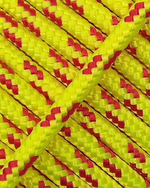 PES reinforced djembe drum rope 5 mm Fluo yellow / Red 20 m