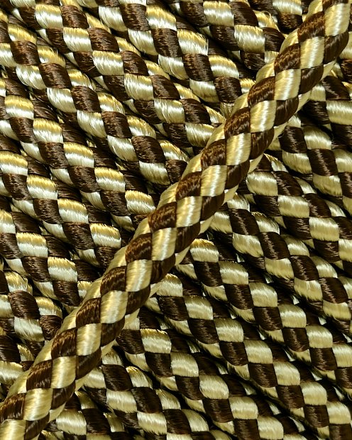 PES reinforced djembe drum rope 5 mm Checkerboard Brown / Sand 20 m