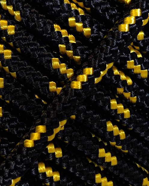 PES reinforced djembe drum rope 4 mm Black / Fluo yellow 100 m