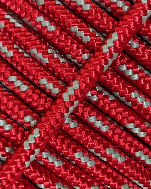 PES reinforced djembe drum rope 4 mm Red / Grey 100 m