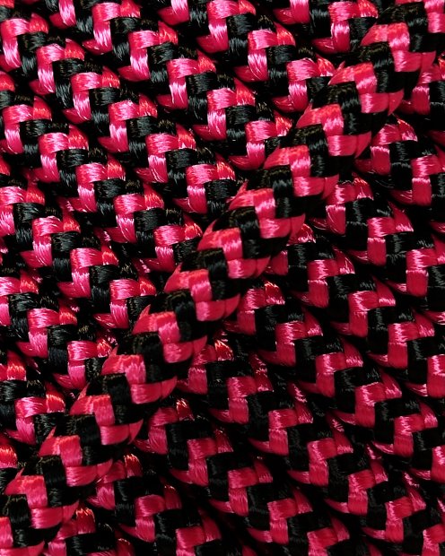 PES reinforced djembe drum rope 5 mm Zigzag Raspberry / Black 100 m