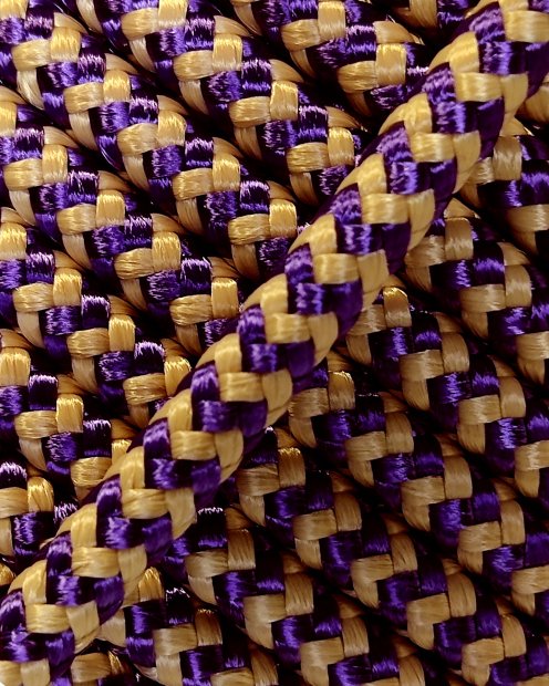 Braided rope with core Ø5 mm herringbones beige purple 20 m - Djembe drum rope