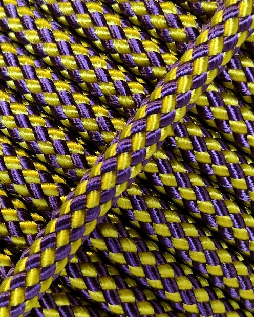 PES reinforced djembe drum rope 5 mm Checkerboard Sunflower yellow / Violet 100 m