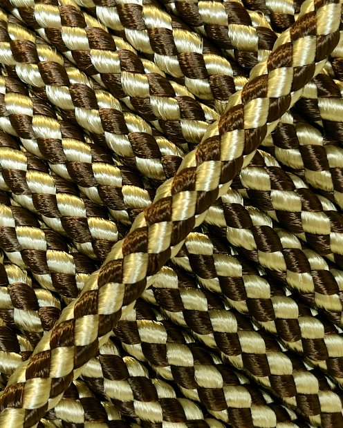 PES reinforced djembe rope 5 mm Checkerboard Brown / sand 100 m