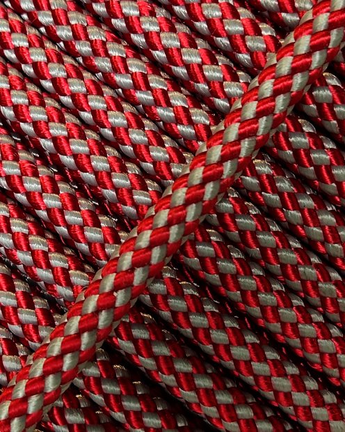 PES reinforced djembe drum rope 5 mm Checkerboard Red / Grey 100 m