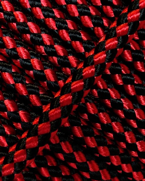 PES reinforced djembe drum rope 5 mm Checkerboard Red / Black 100 m