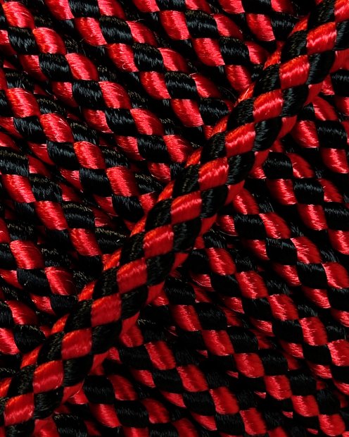 PES reinforced djembe rope 5 mm Checkerboard Red / black 100 m