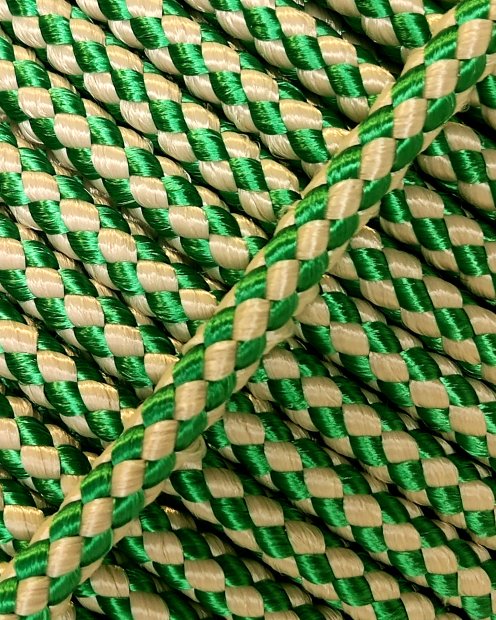 PES reinforced djembe drum rope 5 mm Checkerboard Green / Beige 100 m