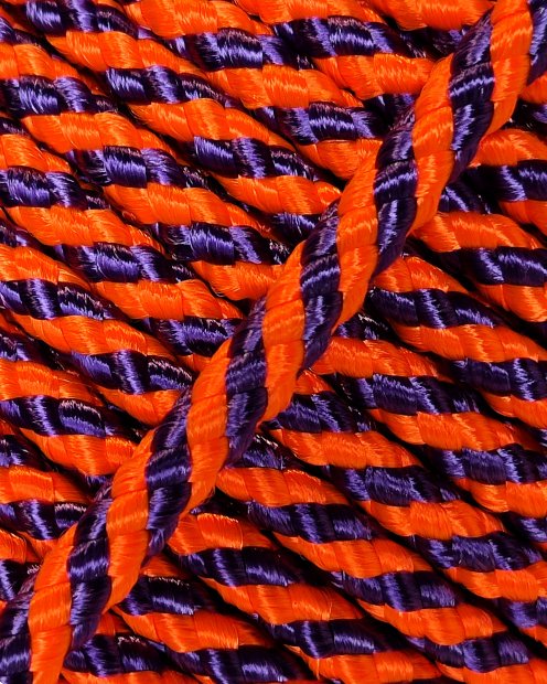 PES reinforced djembe drum rope 5 mm Diagonale Fluo orange / Violet 100 m