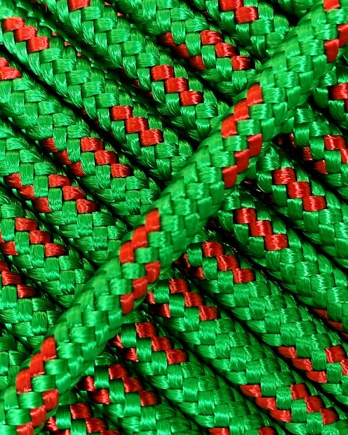 PES reinforced djembe drum rope 5 mm Green / Red 100 m