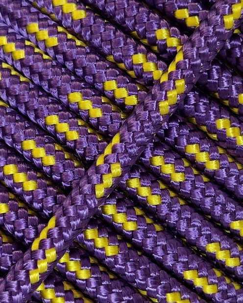 PES reinforced djembe drum rope 5 mm Violet / Sunflower yellow 100 m