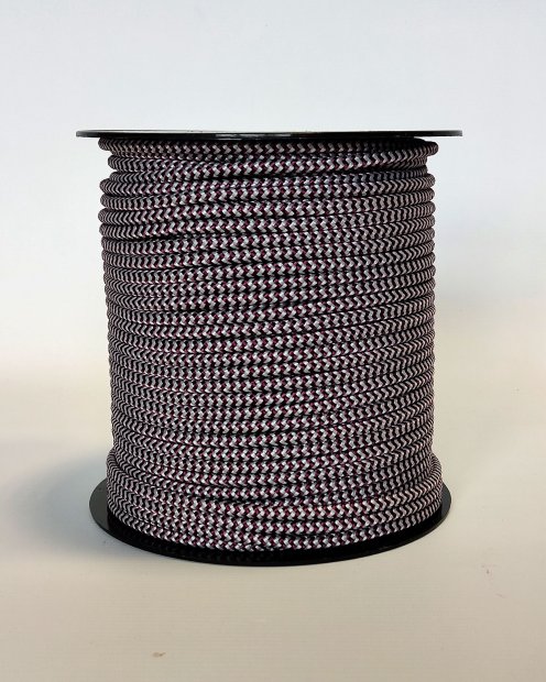 PES reinforced djembe drum rope 5 mm Zigzag Wine / Grey 100 m