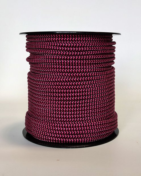 PES reinforced djembe drum rope 5 mm Zigzag Raspberry / Black 100 m