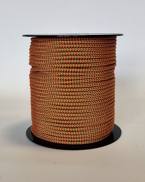 PES reinforced djembe drum rope 5 mm Zigzag Fluo orange / Green 100 m