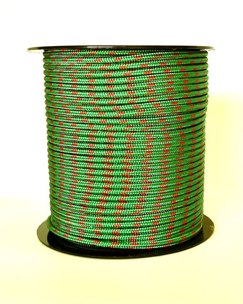 PES reinforced djembe drum rope 5 mm Green / Red 100 m