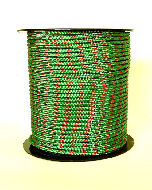 PES reinforced djembe rope 5 mm Green / Red 100 m