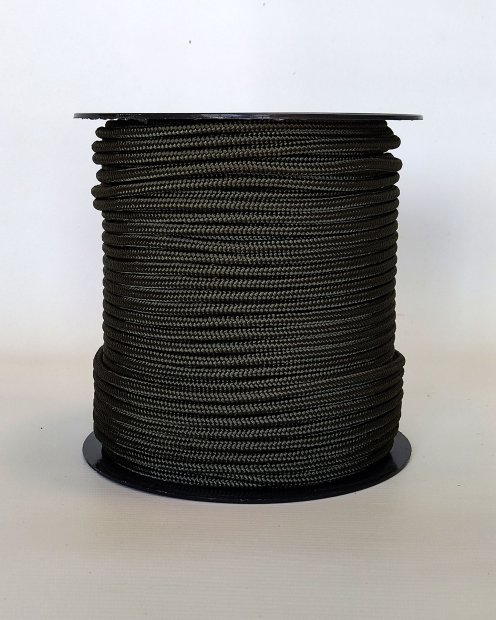 Braided rope with core Ø5 mm khaki 100 m - Djembe drum rope