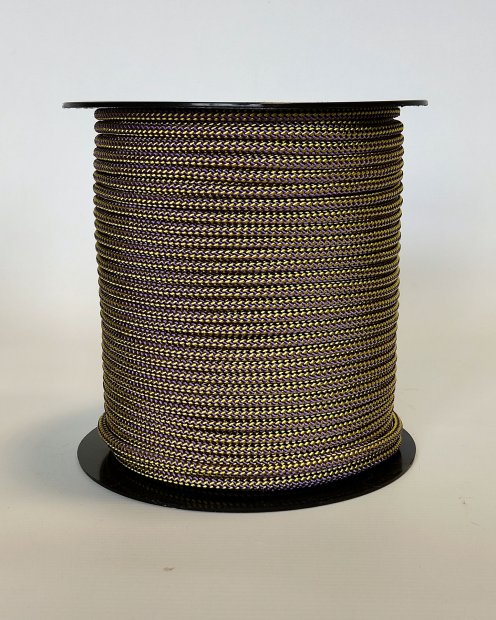Ø5 mm djembe halyard (checkerboard, violet / sunflower yellow, 100 m) - Rope for djembe drum