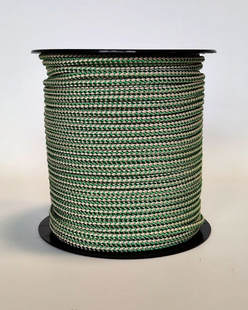 PES reinforced djembe drum rope 5 mm Checkerboard Green / Beige 100 m