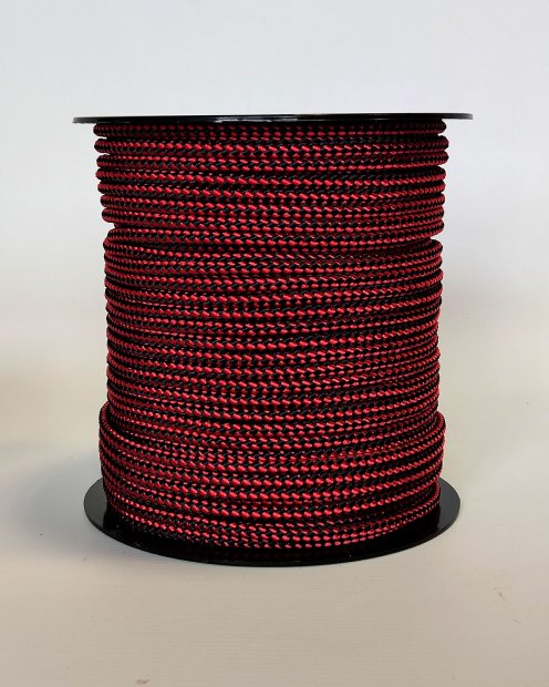 PES reinforced djembe drum rope 5 mm Checkerboard Red / Black 100 m